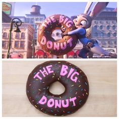 there are two pictures with donuts on them