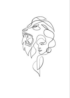 an abstract line drawing of a woman's face