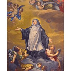 an image of the virgin mary surrounded by angels