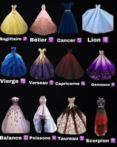 there are many different types of dresses on display