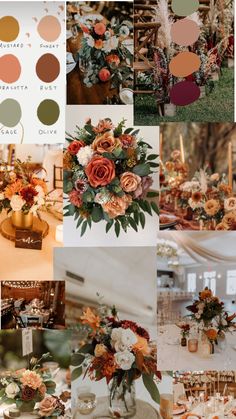 a collage of different colors and flowers