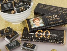 personalized chocolates and candy bar wrappers for 60th birthday