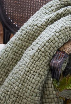 Chunky Acrylic Hand-Woven Knitted Throw with Knotted Fringe. 100% Acrylic; 50" x 70" Knitted Throw Blanket, Knotted Fringe, Willow Leaf, Knit Throw Blanket, Knitted Throws, Wool Blanket, Merino Wool Blanket, Hand Woven, Merino Wool