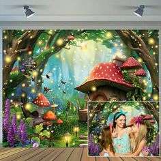 DeeCabin Photo Backdrops Party Decorations Photo Shoot Studio Props Background Size: 7' x 5'. Woodland Photography, Props Background, Forest Backdrop, Fairytale Forest, Party Photo Backdrop, Forest Backdrops, Mushroom Forest, Forest Background, Photo Backdrops