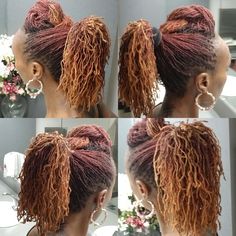 Sisterlock Braid Styles, Sisterlocks Ponytail Styles, Sisterlocks Mohawk, Medium Length Sisterlocks Styles, Microlocks Styles, Ginger Sisterlocks, Colored Microlocs, Ombré Locs, Colored Sisterlocks