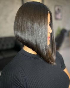 Angled Bob Hairstyles, Angled Bob, Long Dark Hair