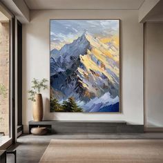 a painting hanging on the wall in a living room