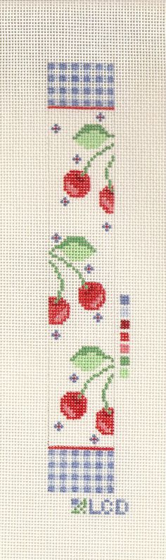 a cross stitch pattern with cherries on it