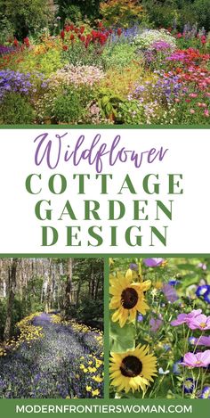 wildflower cottage garden design is featured in this postcard for modern frontiers woman