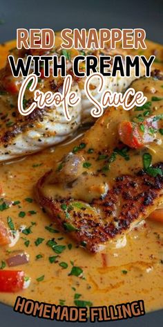 red snapper with creamy cremee sauce