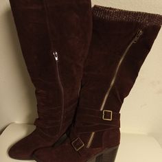 Women Size 8 Brown Side Zipper Up Faux Suede 3 Inches Heel Boots. Boots Does Not Come With Shoe Box. Brown High Heel Boots With 4-inch Heel, Brown Medium Width Knee-high Boots For Formal, Brown Ankle-high Heeled Boots With 4-inch Heel, Brown Ankle-high Heeled Boots With Zipper, Women Heel Boots, Brown Knee-high Heeled Boots With Zipper Closure, Just Fab Shoes, 3 Inch Heels, Shoe Box