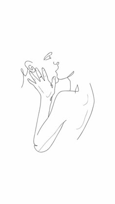 a line drawing of a woman's face with her hands in the air as if she is holding something