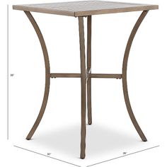 the square table is shown with measurements for each side, and it has an open end section