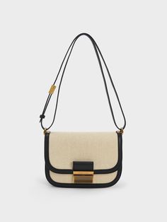 Black Charlot Canvas Crossbody Bag - CHARLES & KEITH US Charles And Keith Bags, Beach Weekend, Designer Clutch Bags, Canvas Clutch, Canvas Crossbody Bag, Charles Keith, The Favourite, Black Cross Body Bag