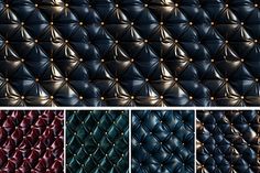 four different colors of leather upholstered with rivets and studded edges