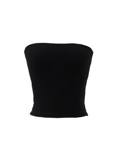 Black / S/M Sleek Stretch Tops For Club, Solid Color Bandeau Tube Top For Club, Solid Color Club Tops In Elastane, Sleek Black Club Top, Chic Solid Tops For Club, Chic Solid Color Bandeau Top, Solid Cotton Tops For Night Out, Casual Stretch Tube Top For Club, Cotton Tops For A Night Out