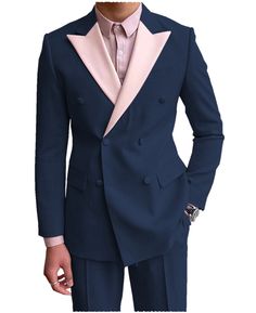 20% Wool / 80% Polyester. Flat. Include Blazer + Pants. Peak lapel. Center Vent. Double Buttons. Sleeve Slit 4 Cuff Buttons. Flap pocket. Full lined. Machine wash / Hand wash. Color or size customization please note in the order Formal Pants, Men Suit, Peak Lapel, 3 Piece Suits, Prom Party, Mens Casual Outfits, Dress Suits, Designer Suits