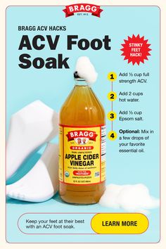 Acv Feet Soak, Feet Detox Foot Soaks, Foot Soak Detox Recipes, Foot Detox Soak Diy, Anti Fungal Foot Soak, Foot Fungus Soak, Acv Uses, Vinegar Foot Soak, Detox Foot Soak