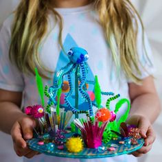 Make Your Own Coral Reef Sculpture | Kid Made Modern Coral Reef Craft For Kids, Coral Reef Sculpture, Coral Reef Craft, Coral Reef Art, Christmas Party Crafts, Summer Camp Crafts, Blue Crafts, Fish Sea