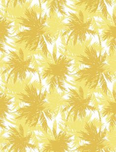 a yellow and white background with palm trees