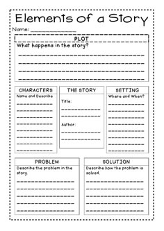 the elements of a story worksheet for students to help with reading and writing