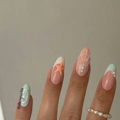 Summery Nails Acrylic, Costal Cowgirl Nails, Gel X Nail Designs Summer, Gel X Summer Nails, Summer Nails Ocean, Nails Ideas For Summer, Nails Inspo Summer, Nails Ocean, Nail Ideas Summer