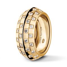 LOUIS VUITTON® - Le Damier De Louis Vuitton Ring, Yellow Gold And Diamonds - Gold Louis Vuitton Ring, Micro Bags, S Ring, Trunk Bag, Silver Jewelry Fashion, Monogram Bag, Buckle Shoes, Perfect Couple, Diamonds And Gold