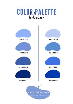 the color palette is blue, and it has different shades to choose from for each one