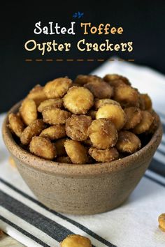 salted toffee oyster crackers in a bowl