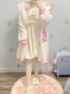 This price is for a sleepwear, others are not included.   	 		 			Size 			S 			M 			L 		 		 			Bust 			127 			131 			135 		 		 			Full Length 			100 			102 			104 		 		 			Sleeve Length 			71 			73 			75 Sweet Long Sleeve Sleepwear For Loungewear, Kawaii Cotton Sleepwear For Spring, Sweet Sleepwear For Spring Sleepover, Sweet Sleepwear For Sleepovers In Spring, Sweet Sleepwear For Sleepover In Spring, Sweet Spring Sleepwear, Pink Kawaii Sleepwear For Spring, Cozy Spring Sleepwear For Pajama Party, Cozy Long Sleeve Cream Sleepwear