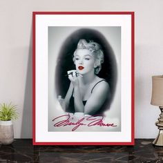 11x8.5 Print Premium Quality Framed And Matted 11x14 Handpainted Lipstick Red Wood Frame Stand Or Hang Original Art Piece I Created Red Lips Highest Quality Premium Products More Styles And Options For Framed And Sizes Available Comments Below For Custom Requests! Marilyn Monroe Decor, Marilyn Monroe Wall Art, Marilyn Monroe Poster, Custom Framed Art, Bedroom Walls, Marilyn Monroe Photos, Lipstick Red, Red Wood, 11x14 Frame