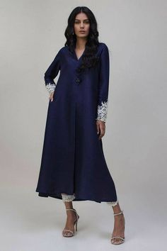 Blue silk kurti pant suit, Pakistani designer formal wear,kurti pant suit, plus size salwar suit,indian formal dress, embellished formal wear This beautiful deep midnight blue A line kameez has embellished sleeves and lace border pant. This dress has white pant with lace. ✨ You can wear this trendy dress in any of your festival, party or wedding ✨This dress can be customise in any other colour and in all size also ,please contact us regarding any changes if you want.We will make this dress as pe Formal Indian Wear, Indian Formal Dresses, Pant Suit For Women, Long Kameez, Pant Suits For Women, Kurti Pant, Pakistani Suit, Silk Kurti, Eid Outfits