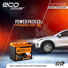 an advertisement for the eco power car battery