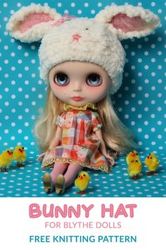 bunny hat for the doll is free knitting pattern and it's easy to sew