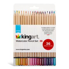 the kingart watercolor pencils are set in a plastic package with different colors