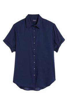 A soft cotton-modal blend enhances the comfort of a short-sleeve button-up shirt perfect for everyday wear. Front button closure Spread collar Short sleeves 51% cotton, 49% modal Machine wash, tumble dry Imported Vineyard Vines, Short Sleeve Button Up, Sleeve Cotton, Button Up Shirts, Button Up, Button Down Shirt, Everyday Wear, Top Blouse, Cotton Blend