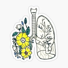 the lungs and flowers sticker is shown