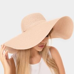 Solid Pink Straw Floppy Style Brimmed Sun Blocker Hat Size : 21" X 21" Fashion Statement Accessory Beach / Vacation / Summer / Swimming / Beachwear / Boat / Yacht / Wide / Floppy Hat P 3083 H Wide Brim Hats For Pool, Chic Lightweight Panama Hat For Beach Season, Trendy Lightweight Sun Hat For Beach Season, Wide Brim Panama Hat For Pool, Solid Color Beach Hat For Summer, Solid Color One Size Sun Hat For Beach, Solid Straw Hat For Beach In Spring, Solid Straw Hat For Spring Beach Outings, Summer Beachwear Sun Hat For Vacation