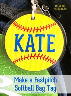 a bag tag that says, make a fastpith softball bag tag with free printable tags