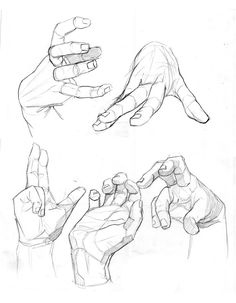 several hands are shown in this drawing