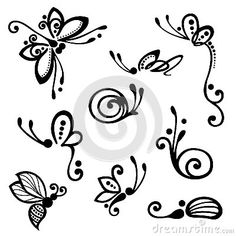 black and white butterflies with swirls