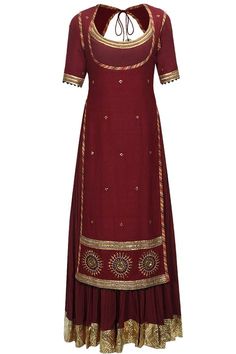 Brick red crushed anarkali set with embroidered chola available only at Pernia's Pop-Up Shop. Lehenga Styling, Indian Suit, Indian Bride Outfits, Indian Designer Suits, Desi Fashion Casual, Salwar Kamiz