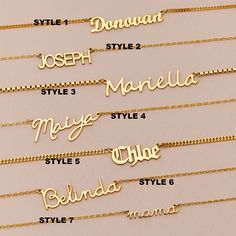 "Personalized Name Necklace with Multi-Font Styles, Custom Name Necklace, Gold Name Necklace, Handwriting Necklace,Silver Name Necklace A name is the start of everything. This item provides upto 7 most classic and stylish font choices. The pendant can be customized by any name and its displaying font. Your loved ones deserve a necklace that represents them and their style. They deserve the perfect personalized gift. Our name pendant necklaces are made with high-quality materials that last and ma Personalized Name Necklace, Silver Name Necklace, Elegant Names, Gold Locket Necklace, Handwriting Necklace, Name Necklace Gold, Name Necklaces, Xmas List, Gold Name Necklace