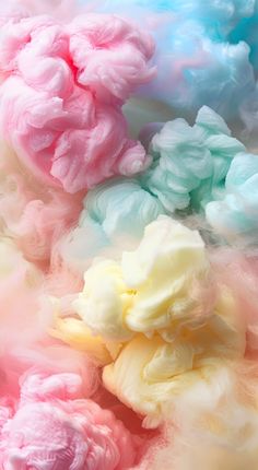 multicolored cotton flowers are shown in this close up photo, as if they were dyed