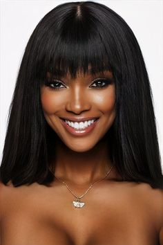 Our Bang Bob Wigs are full, comfortable and versatile enough to customize to your desired length. Three clips and an adjustable band provide style and comfort. Try it: you won't be disappointed. Hair: 100% Human Hair Quality: Premium Hair Lengths: 10", 12", 14" Density: 130% Hair Color: Natural 1B Type: Bang Bob Style: Silky Straight Bangs Bob Black Women, Bob Wig With Bangs Black Women, Bob With Bangs Lace Wig, Jet Black Bob With Bangs, Black Bob Wig With Bangs, Straight Bob, Bob With Bangs, Bob Styles, Hair Quality