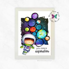 a card with an astronaut on it and the words you are a superstar written below