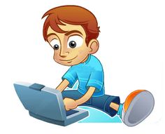 a young boy sitting on the floor using a laptop computer