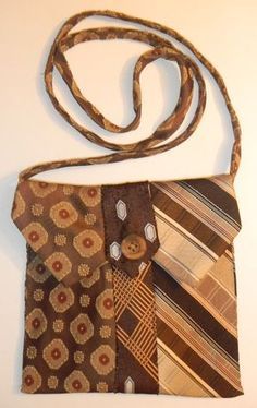 an image of a bag made out of different types of ties on the front and back