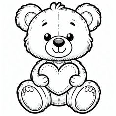 valentines coloring pages Coloring Pages Love, Teddy Drawing, Valentines Coloring Pages, Teddy Bear Coloring Pages, Buddha Drawing, Funny Cartoon Images, Easy Disney Drawings, Hand Doodles, Valentine Coloring Pages