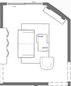 a floor plan for a living room with furniture